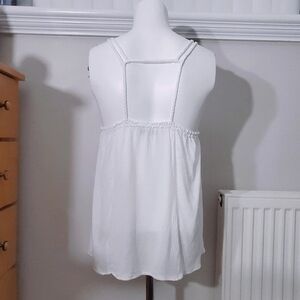 American Eagle Outfitters- White Embroidered Low Back Boho Prairie Top